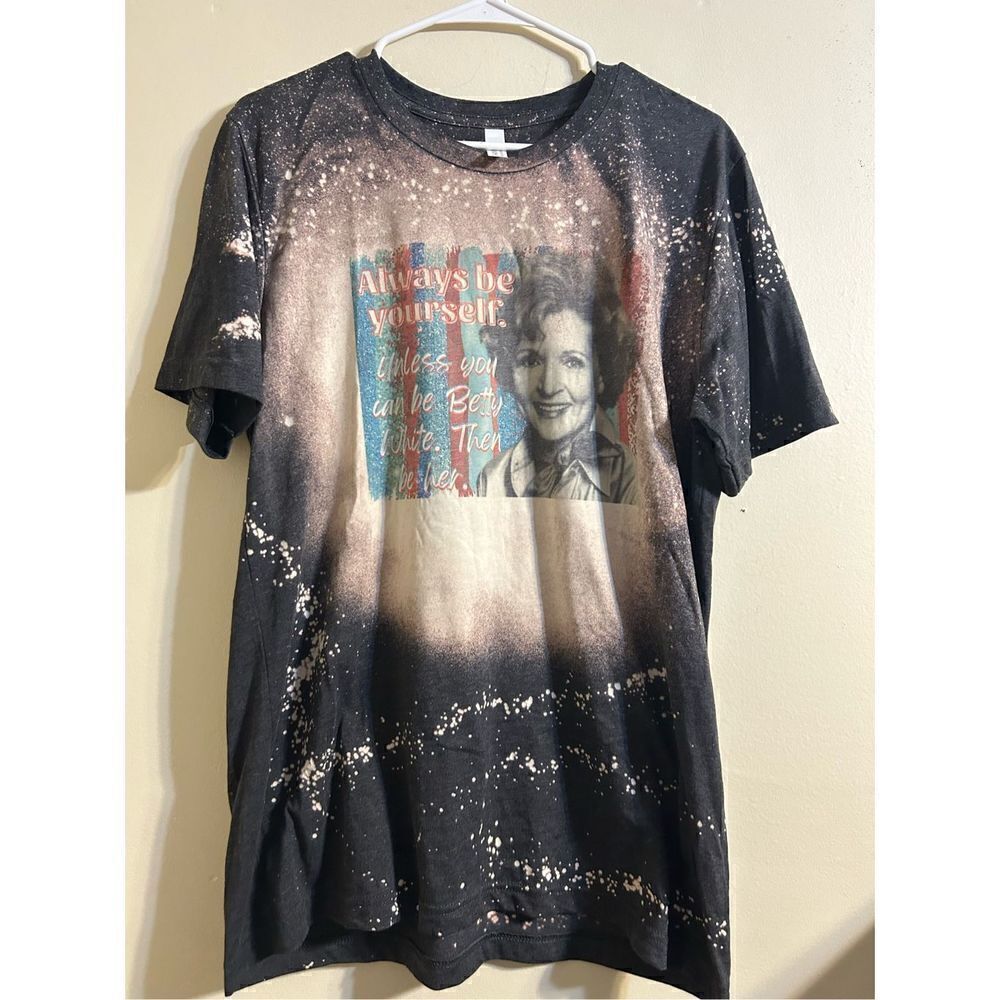 Handmade bleached Betty white tee shirt size large